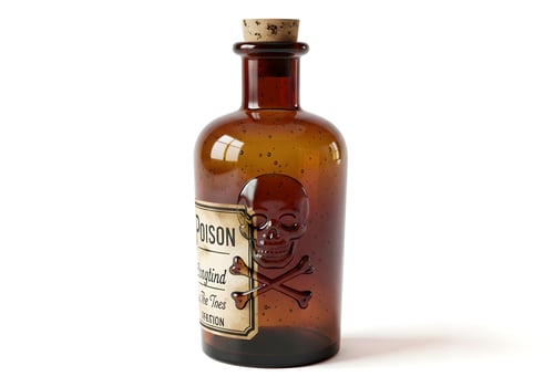 Vintage Poison Bottle Isolated on White Background photo