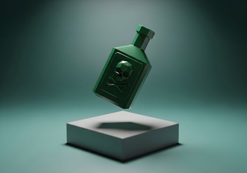 Minimalist Geometric Poison Bottle Above Pedestal photo