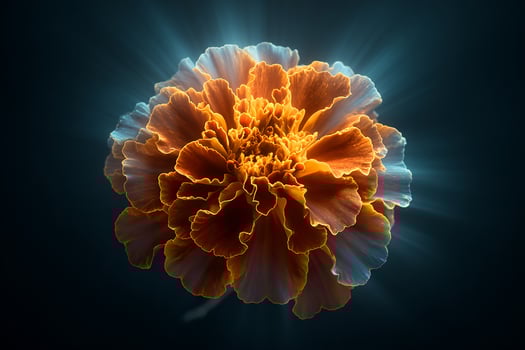 Realistic Marigold Bloom with Sunlight Shining Through for Floral Photography or Art Prints photo