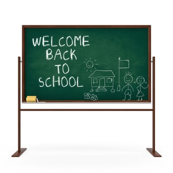 Green Blackboard with Welcome Back to School Message photo