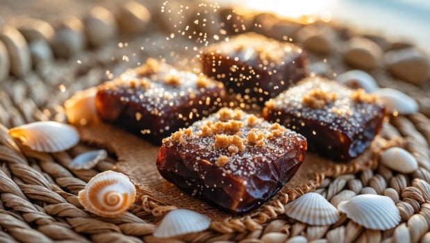 A wicker basket with some brown sugar sprinkled on top photo