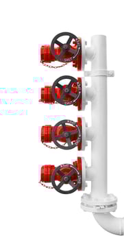 Red fire hydrant on a white photo