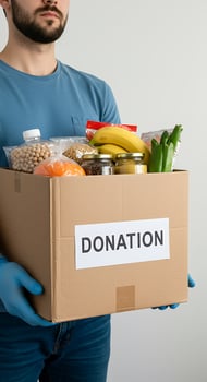 Donation box with food and other items photo