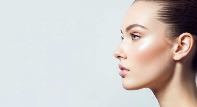 A woman with clean skin and a clean face photo