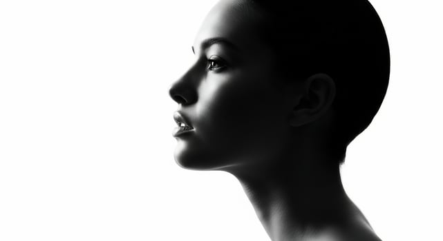 Silhouette of a woman's face with a white background photo