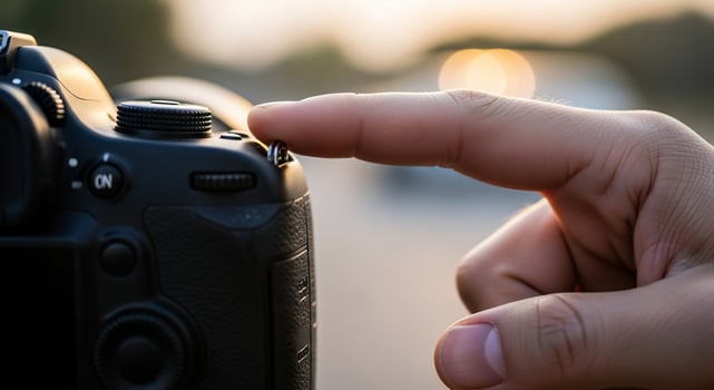 A person holding a camera with their finger on the lens photo