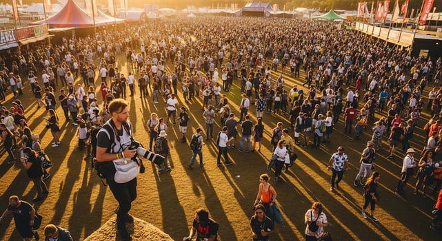 A crowd of people at a music festival photo