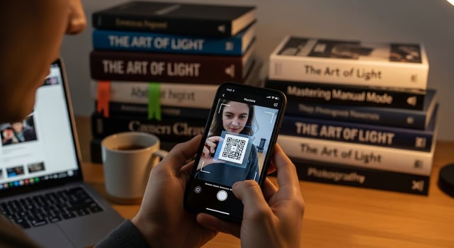 A person taking a photo of a qr code on a smartphone
