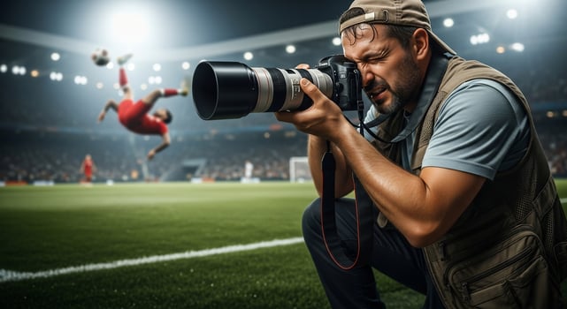 A man taking a photo of a soccer player