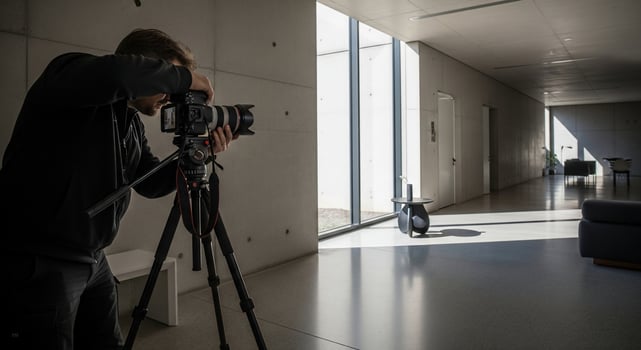 Photographer Taking Photo in Modern Architectural Interior