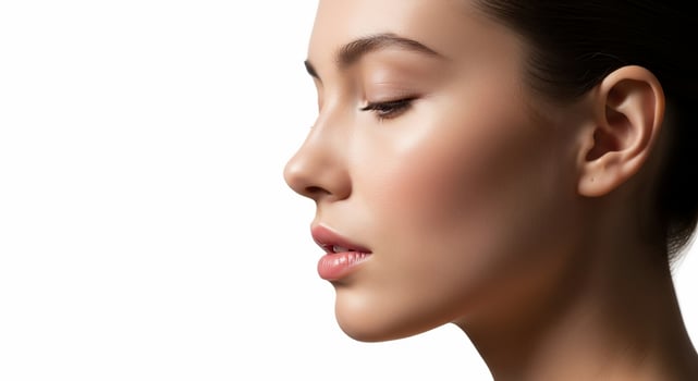 A woman's face with her eyes closed photo