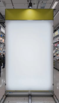 Bright, empty advertising or information display board in a retail or commercial setting, ideal for announcements or promotional content. photo