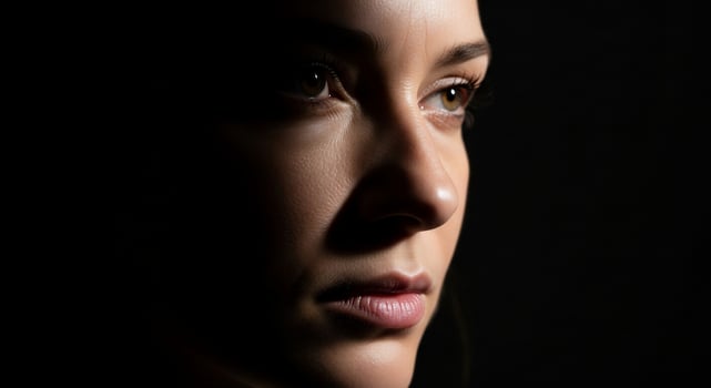A woman with a dark background and a dark background photo