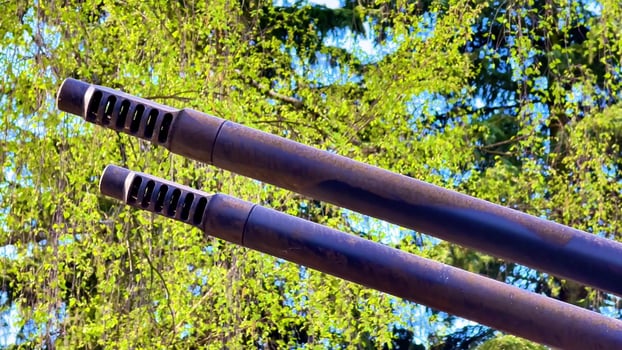 This is a CloseUp View of Ducts Set Against a Beautiful Natural Background in the Outdoors photo