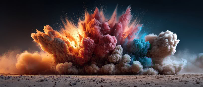 Vibrant blast of dust and smoke photo