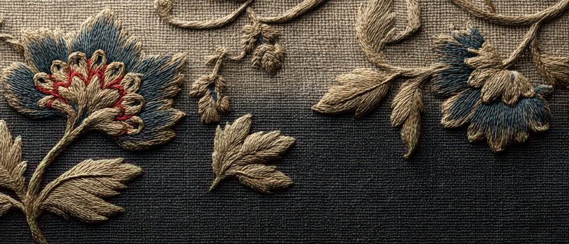Embroidered floral design with intricate details photo