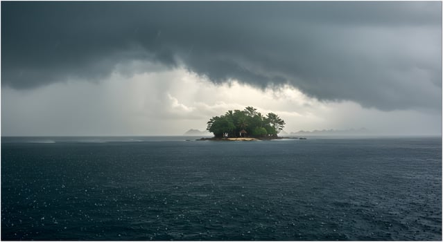 Dramatic Tropical Storm and Rain Squall over Gili Kedis Island Lombok photo