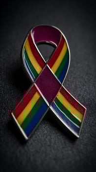 Pride Ribbon Pin Close Up On Dark Textured Background. photo
