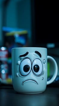 Sad Mug with Big Eyes Reflecting a Blue Mood. photo