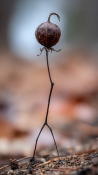 A Single Dried Seed Pod Stands Tall in Nature's Embrace. photo