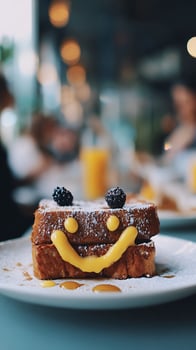 Happy Face French Toast with Berries and Syrup. photo