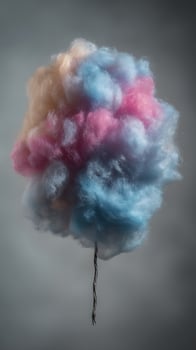 Pastel clouds of spun sugar float on a wire. photo