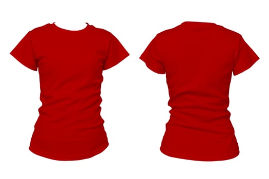 Red blank t-shirt front and back view isolated on white background for apparel mockup and design template photo