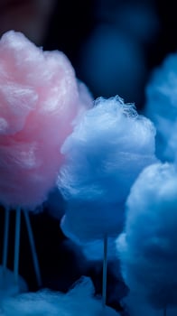 Sweet Clouds of Pink and Blue Cotton Candy on Sticks photo