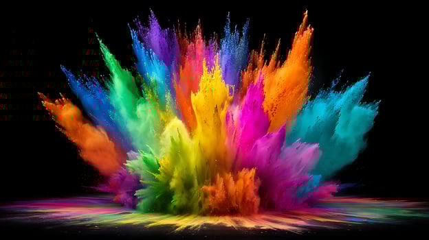 Explosive Rainbow Colors Bursting Out Against a Dark Background. photo