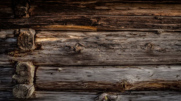 Rustic Wood Texture A Close Look at an Old Log Cabin Wall. photo