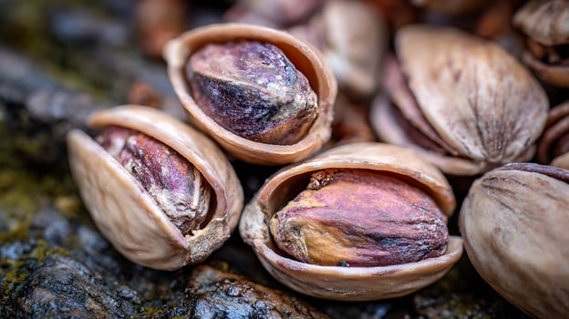 Delicious Pistachios Macro Shot Close Up on Dark Textured Background. photo