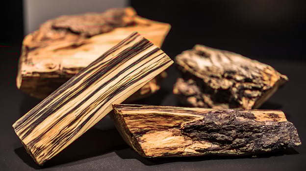 Striking Wood Grain Patterns and Natural Textures on Dark Background. photo