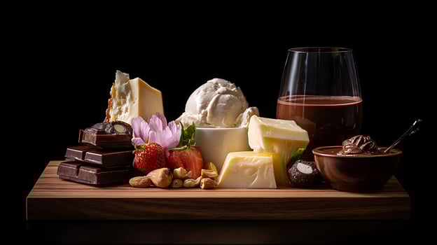 Decadent Dessert Platter Chocolate, Cheese, Fruit, and Creamy Delights photo