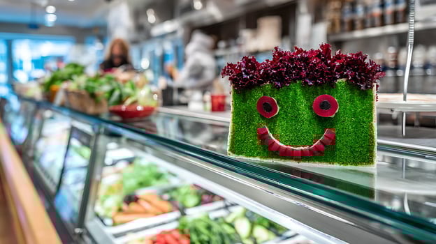 Happy Face Sandwich with Fresh Greens in a Store Display. photo