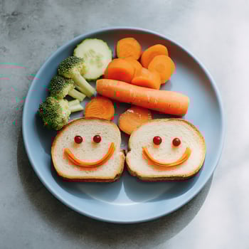 Happy Faces Made With Healthy Food For Kids Delight. photo
