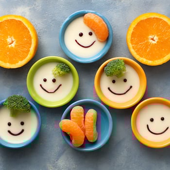 Happy Faces Fun and Healthy Food Art for Kids. photo