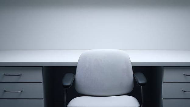 Empty Office Chair and Desk Waiting for Someone to Start Work. photo