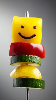 Happy Veggie Skewer Face Makes Healthy Eating Fun. photo