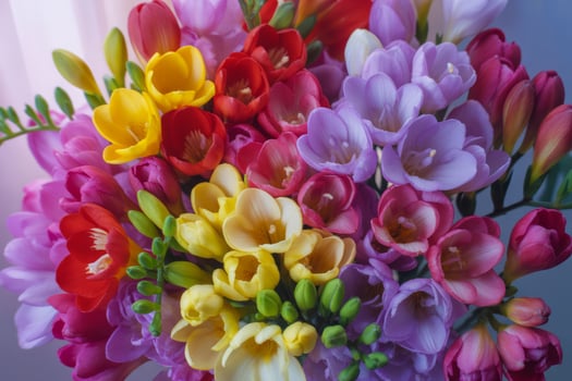 Vibrant Freesia Bouquet Bursting with Color Delicate Petals and Fresh Blooms Floral Arrangement for Spring Celebration photo