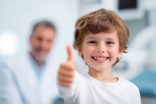 boy showing trust in dental care photo