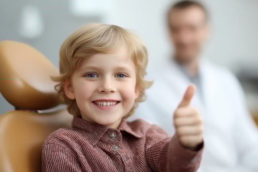 happy boy at pediatric dental clinic. photo