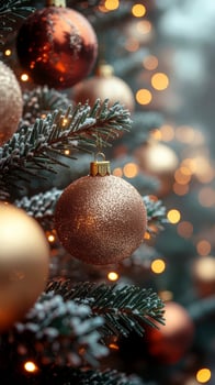 Christmas ornaments on a holiday tree photo