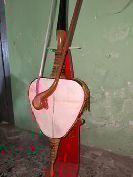 The body of Rebab, is a traditional Javanese musical instrument, played by stroking the strings like a violin. photo
