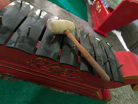 Demung is a traditional Javanese musical instrument that is played by hitting it according to the notes of the music being played. photo