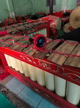 Slenthem and its beater are traditional Javanese musical instruments that are played by hitting them according to the musical notes being played. photo