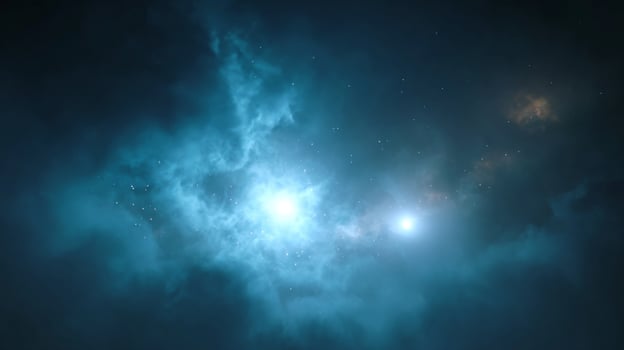 Ethereal Cosmic Space Scene with Bright Stars and Nebulae Illuminating the Dark Universe Background photo