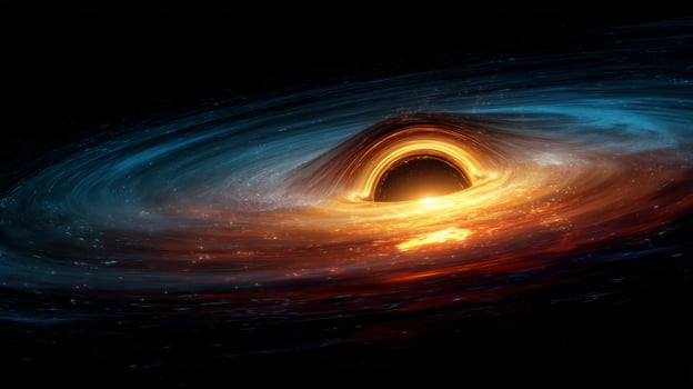 Stunning Cosmic Black Hole Surrounded by Colorful Galaxies and Bright Energy Flows in the Vast Universe photo