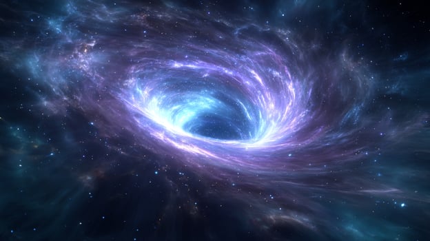 Beautiful Cosmic Spiral of Stars, Gas, and Light in Deep Space with Swirling Colors and Mystical Vortex Effect photo