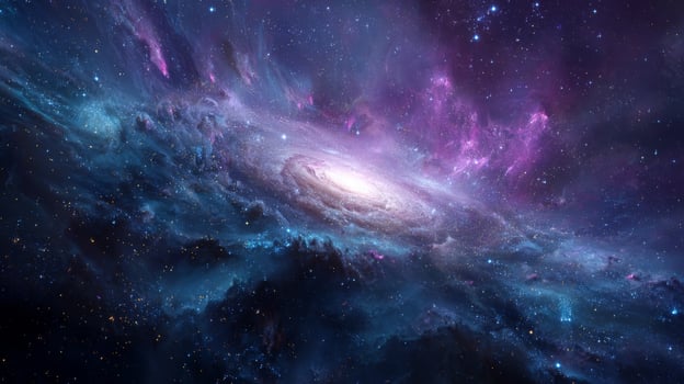 Vibrant and Colorful Galaxy with Spiral Structure and Cosmic Dust in Deep Space Background photo