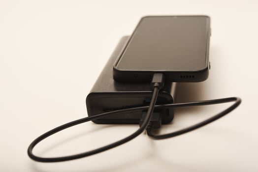 Keeping a phone charged with a portable battery photo